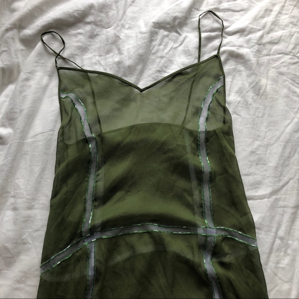 PRADA Women's Green Embellished Sheer Dress